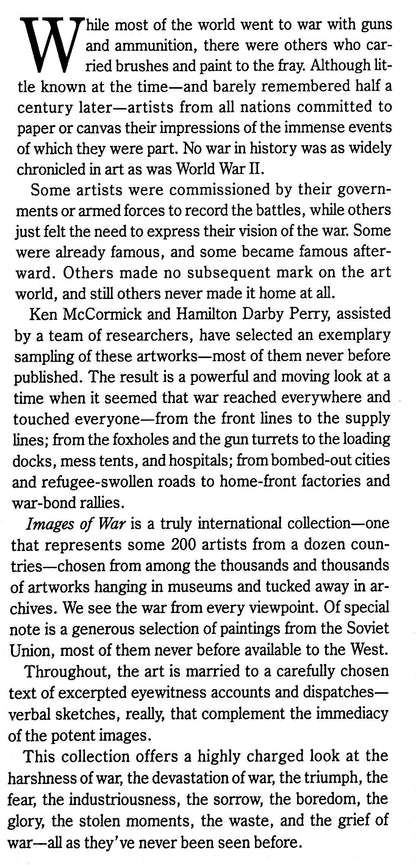 Images of War, The Artist's Vision of World War II ed.McCormick & Perry: New 1990 1st Ed.