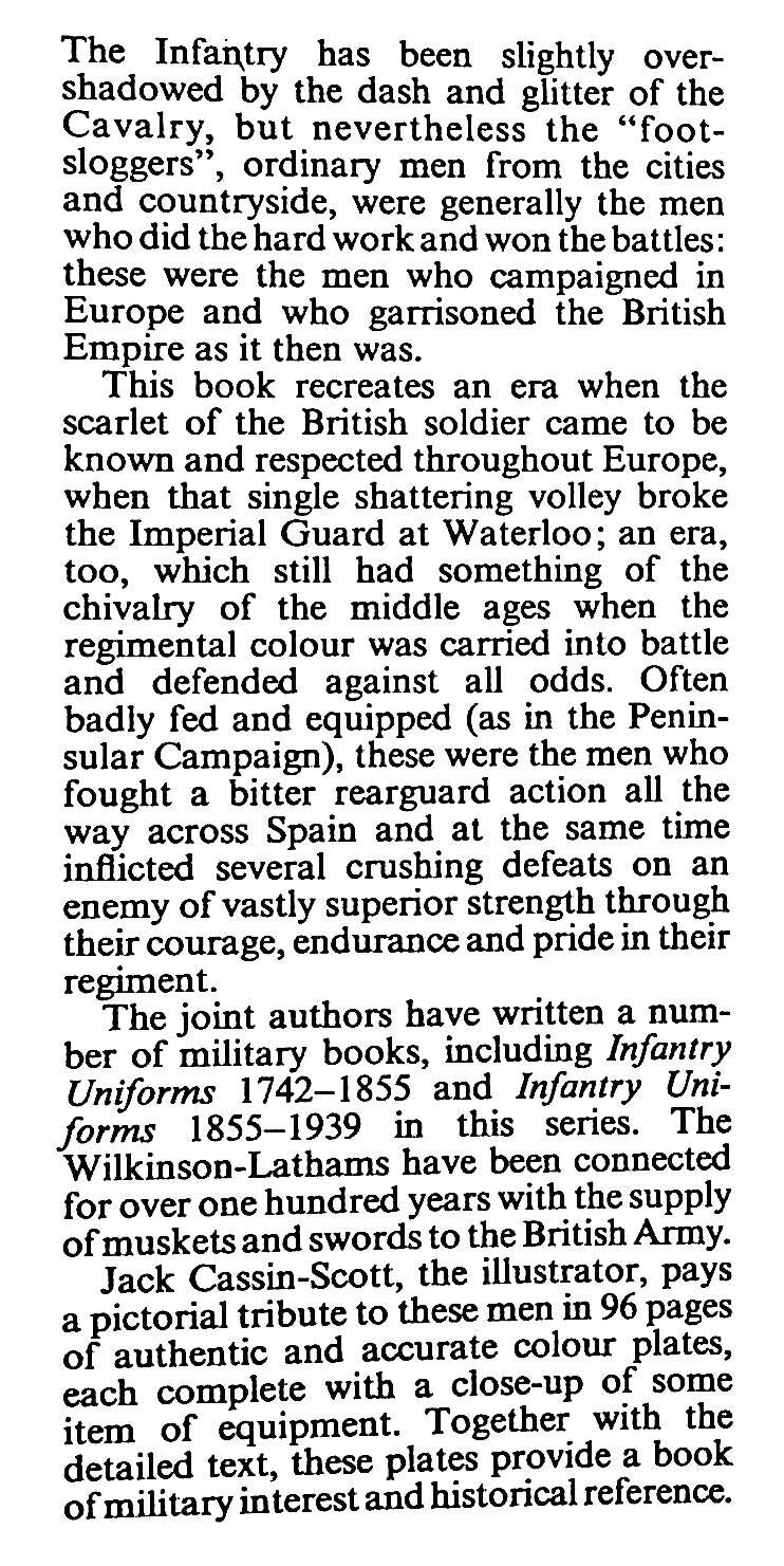 Infantry Uniforms by R&C Wilkinson-Latham: 1972 Second Edition Hardback