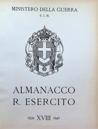 Italian Virtus (Italian Courage), Almanacco R.Esercito 1939.XVII: 1940 Hardback