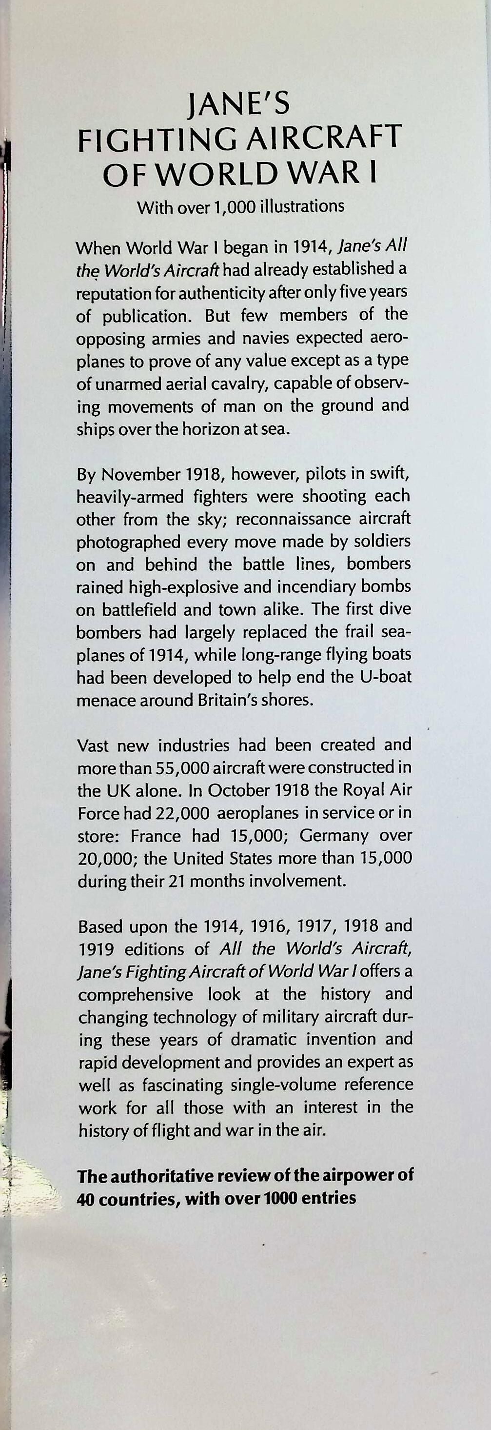 Jane's Fighting Aircraft of World War 1: 2001 hardback