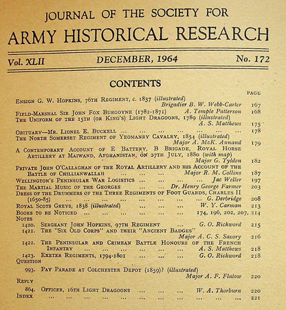 Journal of the Society for Army Historical Research, December 1964; Vol. XLIII #172: NEW