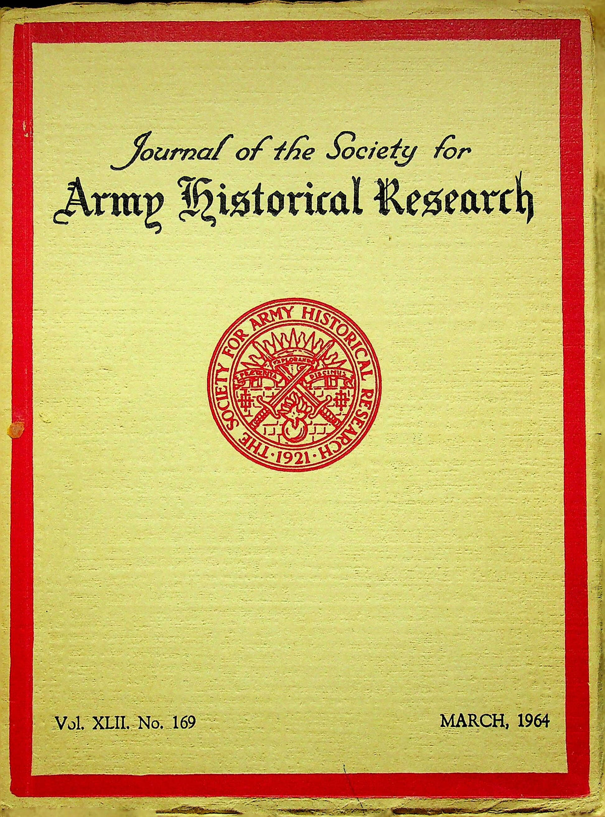 Journal of the Society for Army Historical Research, March 1964; Vol. XLII #169: NEW