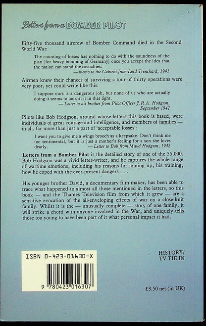 Letters from a Bomber Pilot by David Hodgson: 1985 1st Edition Softback
