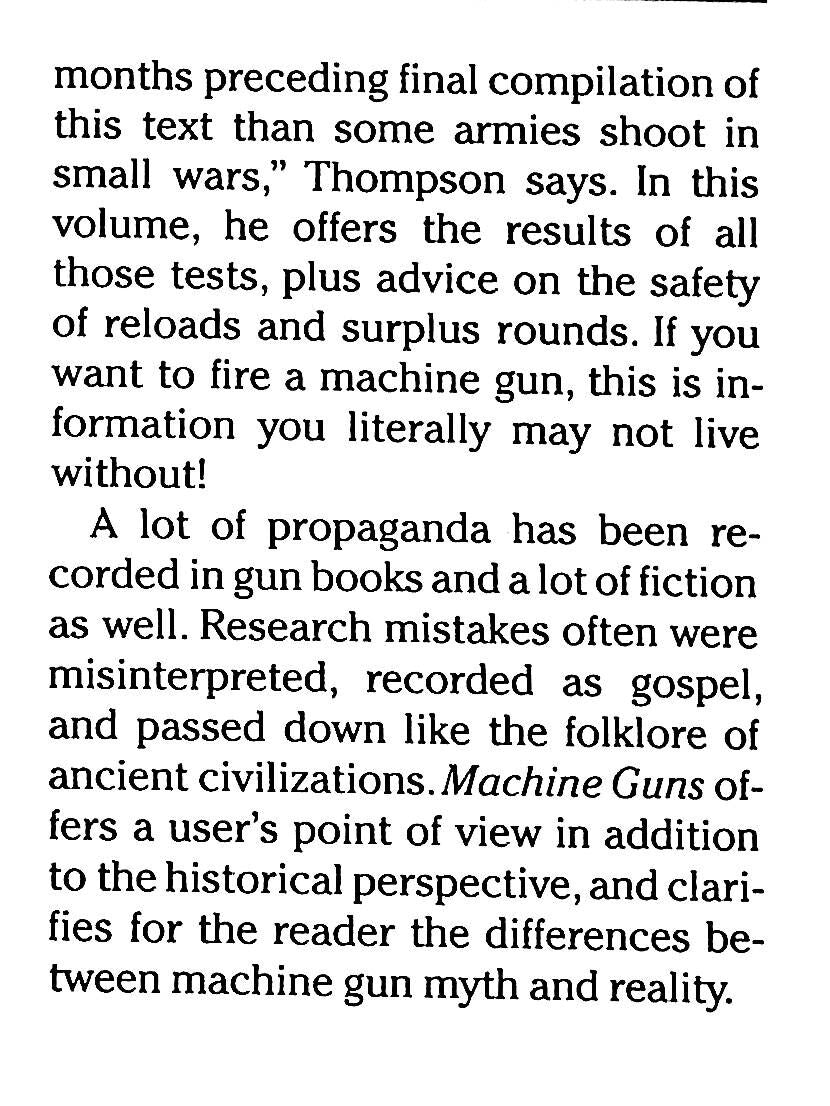 Machine Guns; Pictorial, Tactical & Practical History by Jim Thompson: NEW 1989 1st Ed.HB