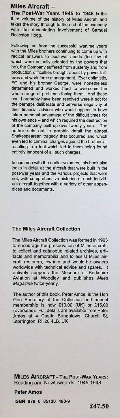 Miles Aircraft - The Post-War Years by Peter Amos: NEW 2016 First Edition Hardback