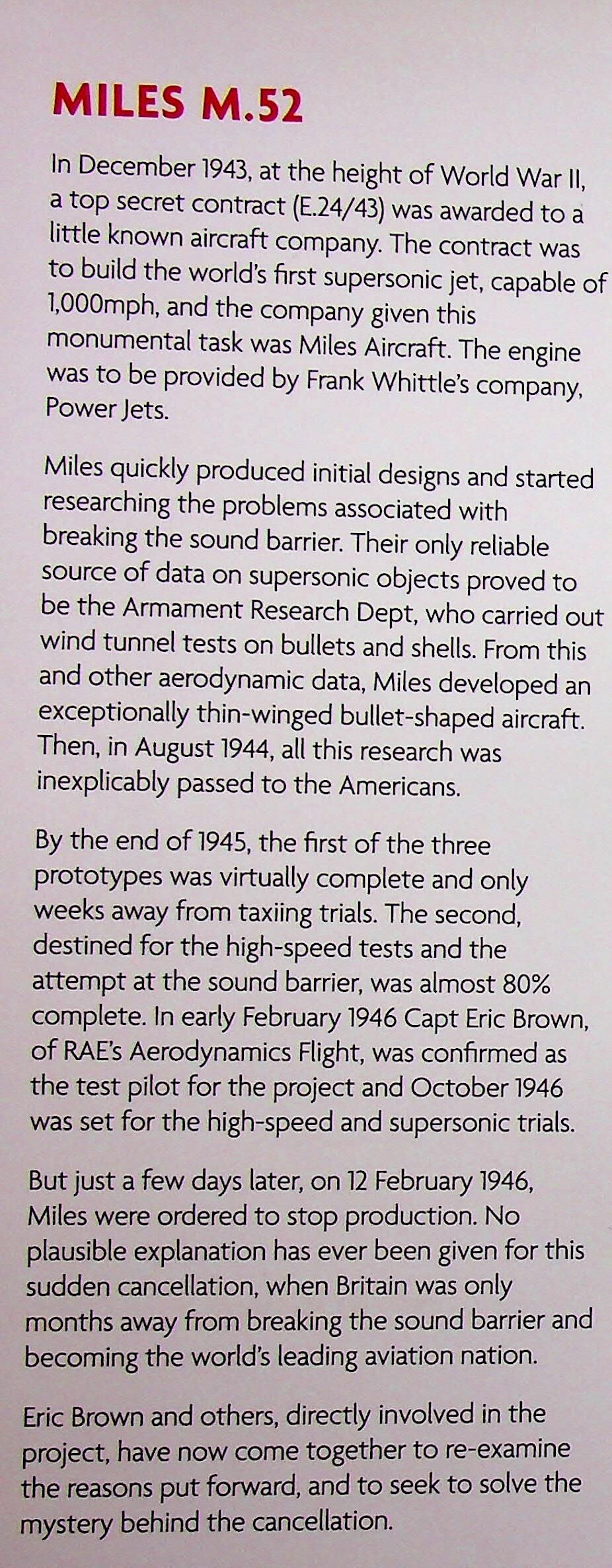 Miles M.52 by Captain Eric Brown 2013 hardback
