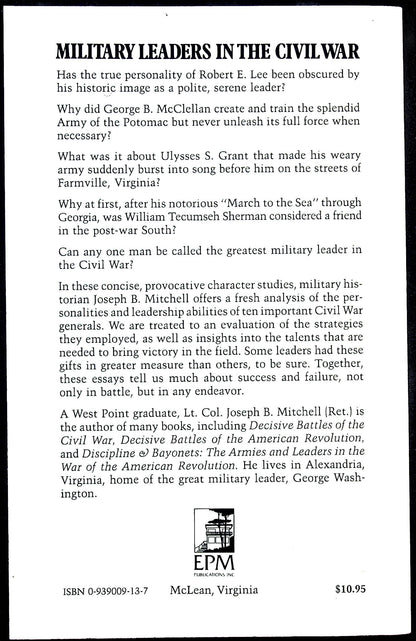 Military Leaders in the Civil War by Joseph B.Mitchell: NEW 1972 First Edition Paperback