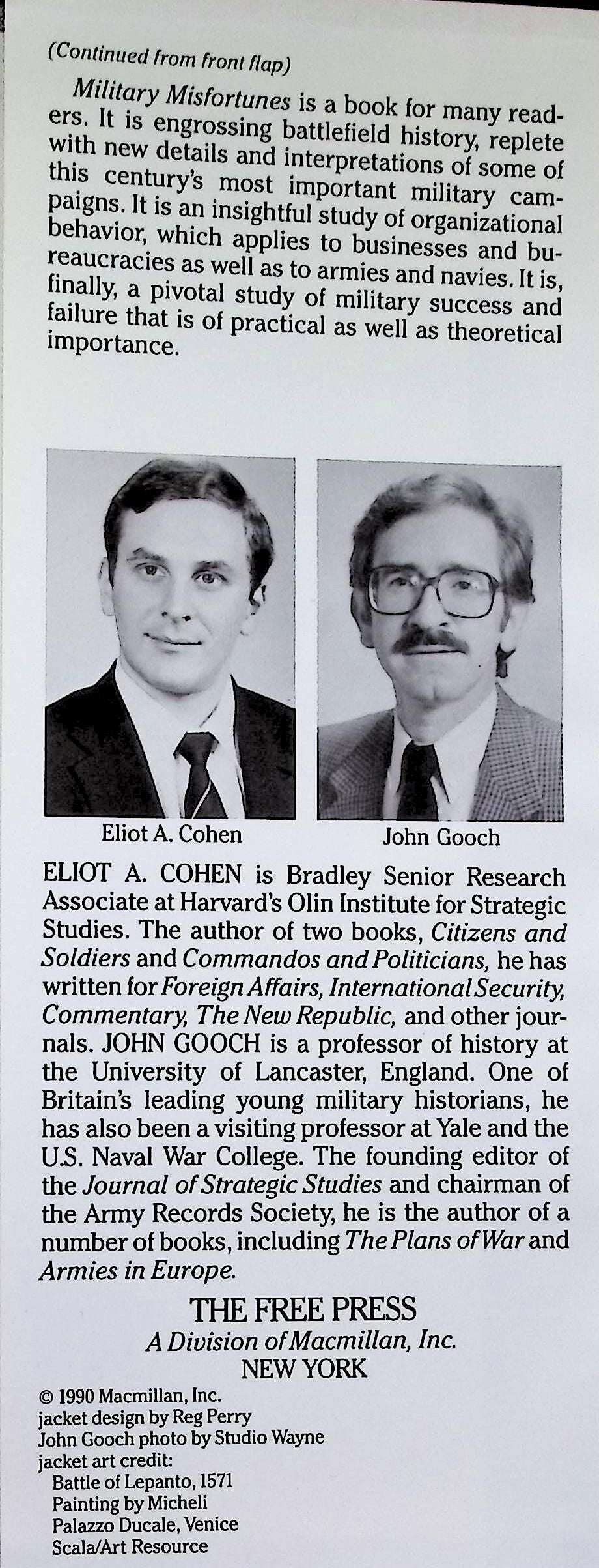 Military Mistortunes by Eliot Cohen & John Gooch: NEW 1990 First Edition Hardback