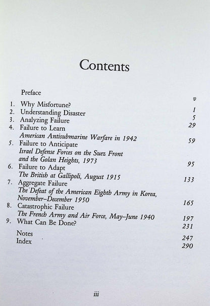 Military Mistortunes by Eliot Cohen & John Gooch: NEW 1990 First Edition Hardback