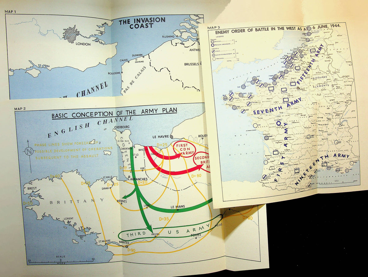Montgomery of Alamein: Normandy to the Baltic/ 19481st Ed/ 46 Folded Maps/ D-Day, Overlord