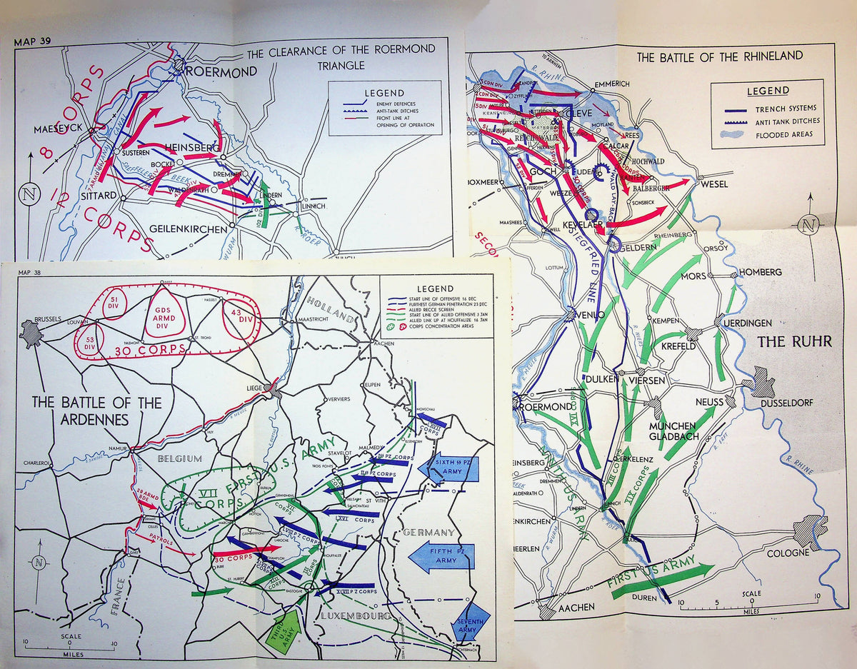 Montgomery of Alamein: Normandy to the Baltic/ 19481st Ed/ 46 Folded Maps/ D-Day, Overlord