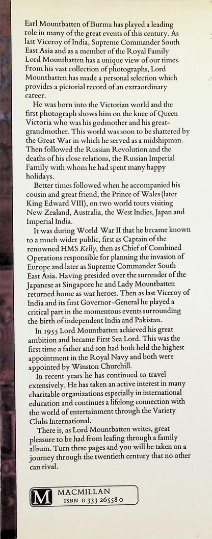 Mountbatten; Eighty Years in Pictures by Lord Mountbatten: NEW 1979 First Ed Hardback