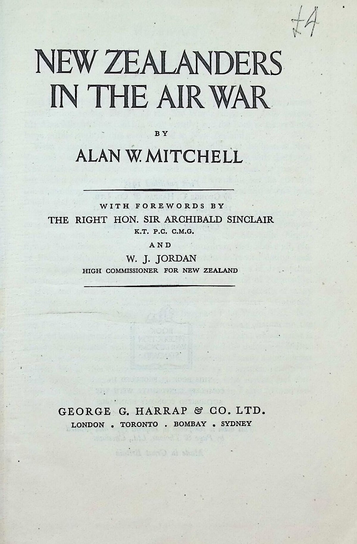 New Zealanders in The Air War by Alan Mitchell: 1945 First Edition Hardback