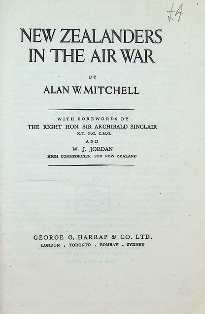 New Zealanders in The Air War by Alan Mitchell: 1945 First Edition Hardback