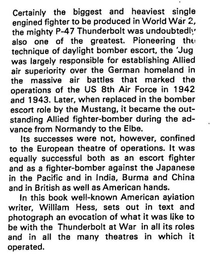 P-47 Thunderbolt at War by William Ness: 1976 First Edition Hardback