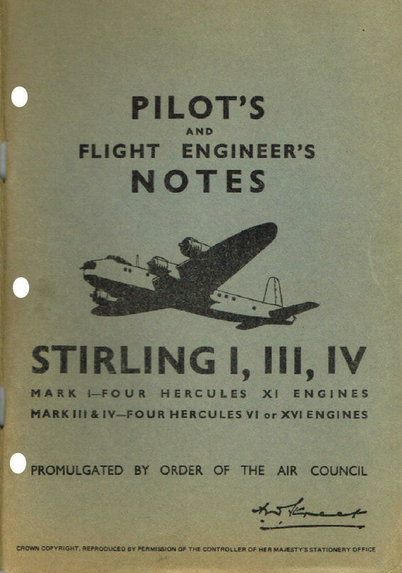 PILOT'S & FLIGHT ENGINEERS NOTES: STIRLING BOMBER incl. MULTI-PAGE INFORMATION PACK & 2 AN