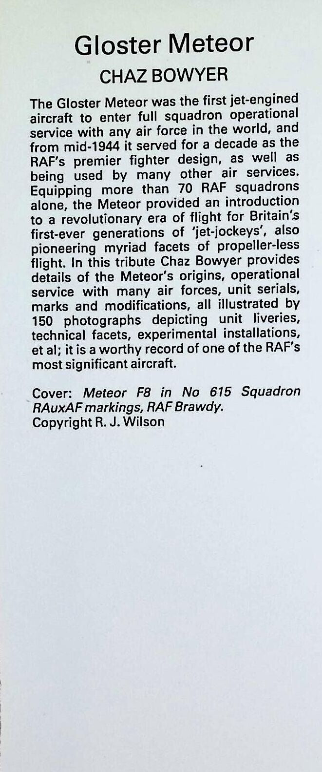 Postwar Military Aircraft 2: Gloster Meteor by Chaz Bowyer: NEW 1984 First Edition HB
