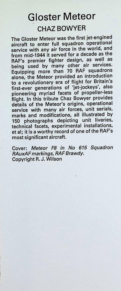 Postwar Military Aircraft 2: Gloster Meteor by Chaz Bowyer: NEW 1984 First Edition HB