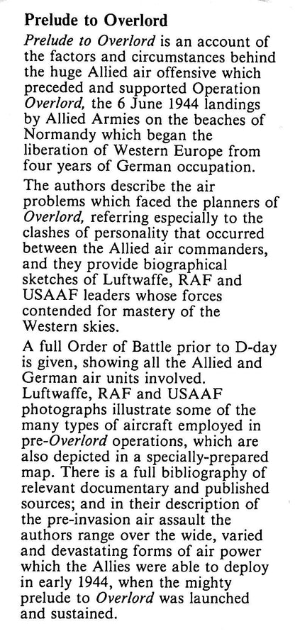 Prelude to Overlord , H.Wynn & S.Young: 1983 1st Edition Hardback/ D-Day, Normandy