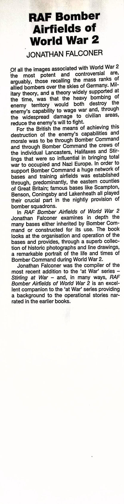 RAF Bomber Airfields of World War 2 by Jonathan Falconer: NEW 1992 Hardback