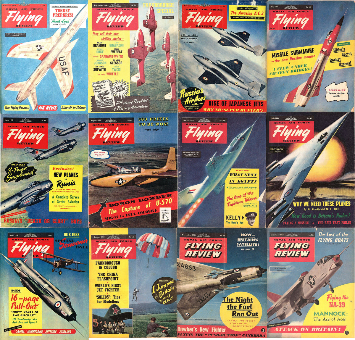 RAF Flying Review 1958: All 12 Issues incl. Op Aircraft Dir & Soviet Aircraft Dir/ on DVD