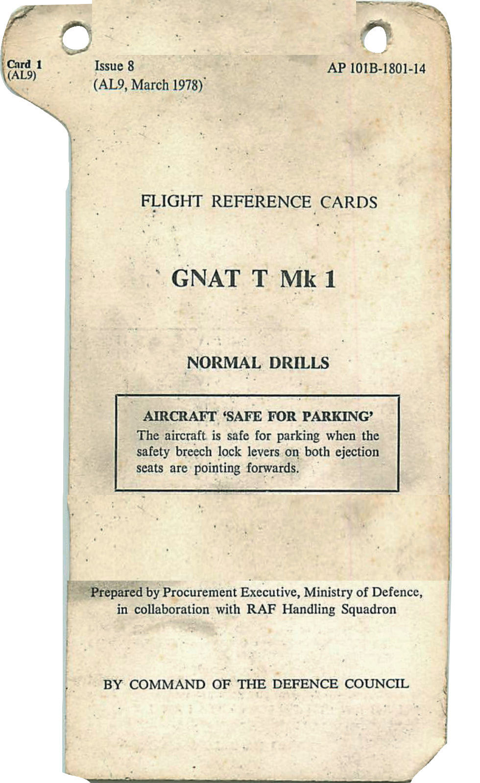 RAF Gnat T.1: Flight Reference Cards supplement to Pilots Notes / Download