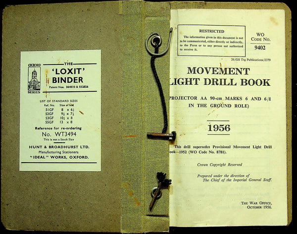 Searchlight Movement Drill Book: 1956 Original War Office Bound Manual #9402