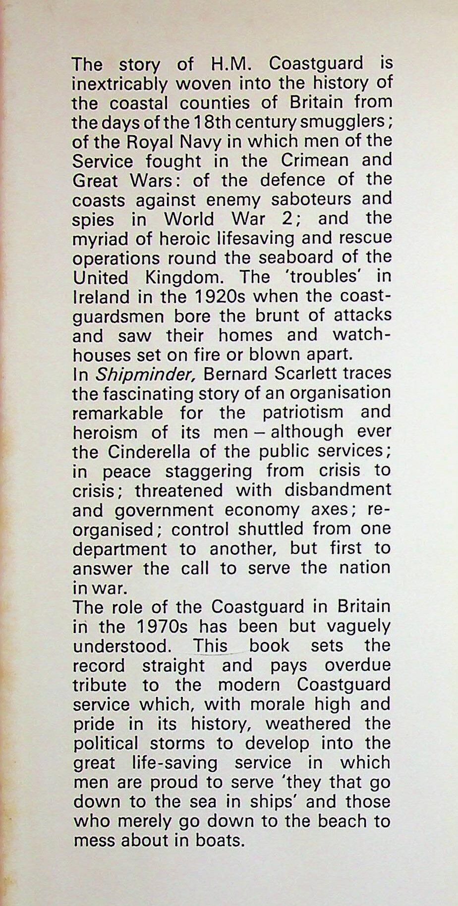 Shipminder: Bernard Scarlett 1971 1st edition hardback