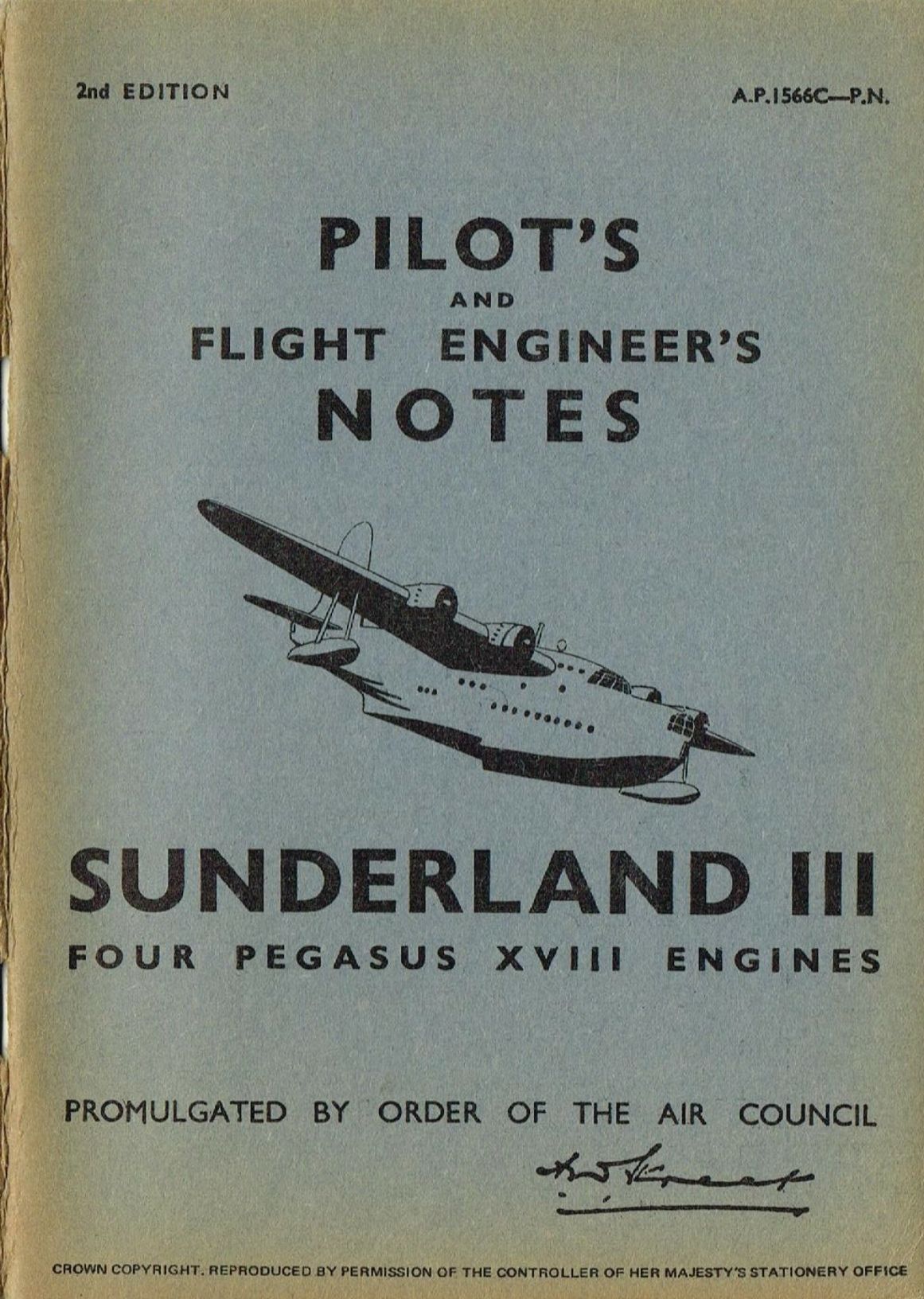 SHORT SUNDERLAND III: 4-engine long range coastal recon, air sea rescue & anti-sub with Ad