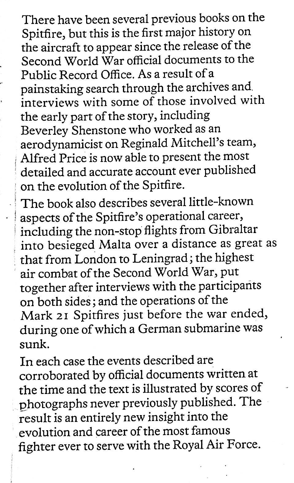 Spitfire; A Documentary History by 1977 Alfred Price First Edition Hardback