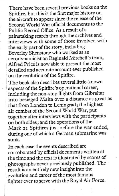 Spitfire; A Documentary History by 1977 Alfred Price First Edition Hardback