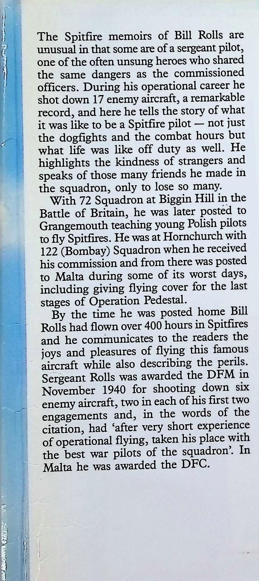 Spitfire Attack: WT Rolls DFC DFM AE 1987 1sste edition hardback