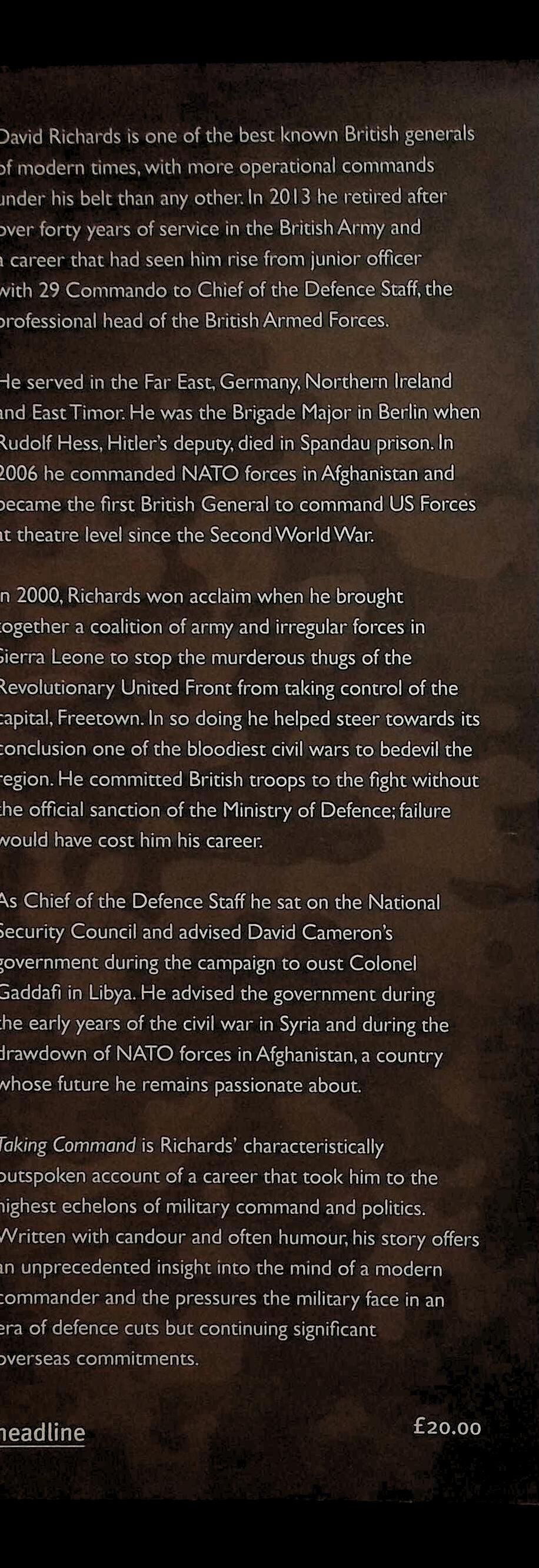 Taking Command, The Autobiography by David Richards: NEW 2014 First Edition Hardback