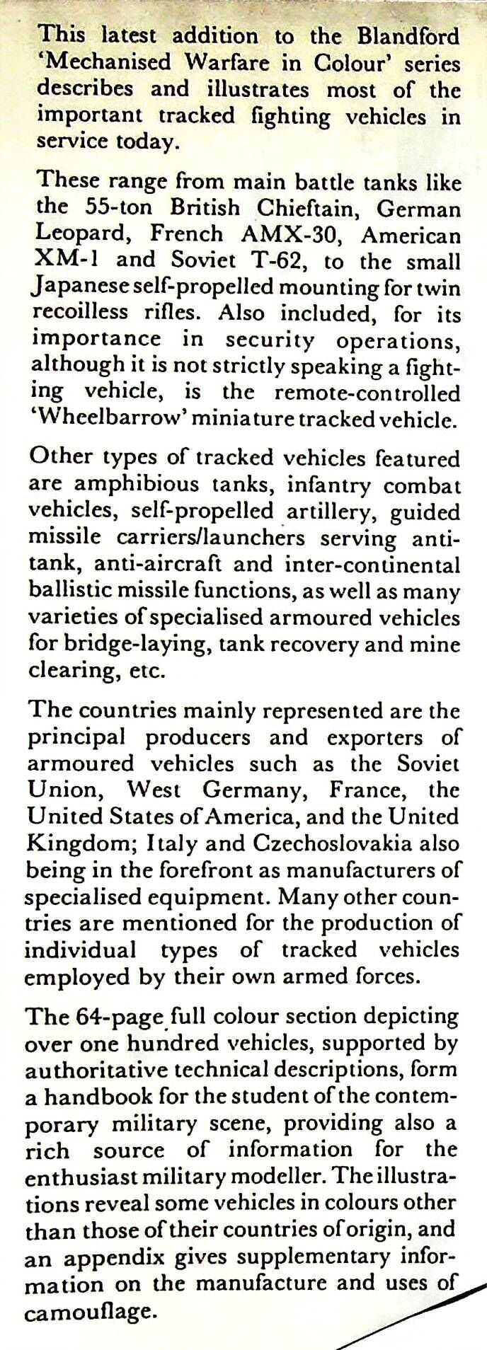 Tanks and Other Tracked Vehicles in Service by BT White: NEW 1978 1st Edition Hardback
