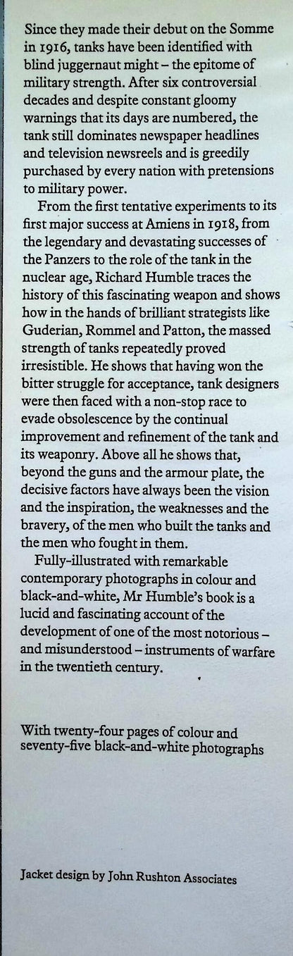 Tanks, The History of Armoured Warfare by Richard Humble: 1977 Hardback