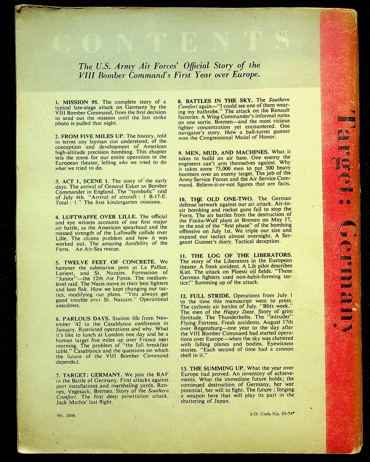 Target Germany: Official USAAF Account of the Mighty VIII's First Year over Europe-Ex Copy