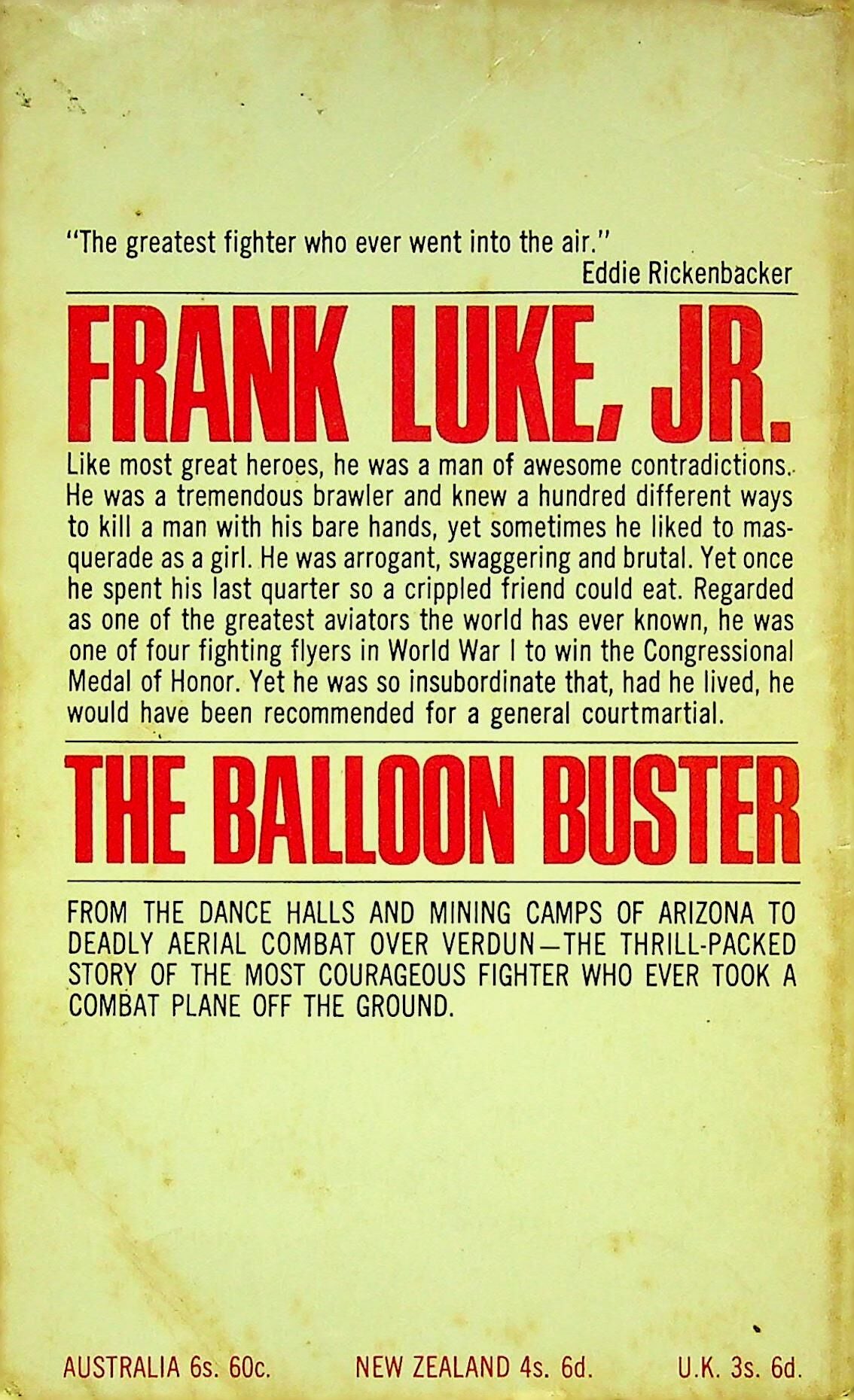 The Balloon Buster: Norman Hall 1967 paperback