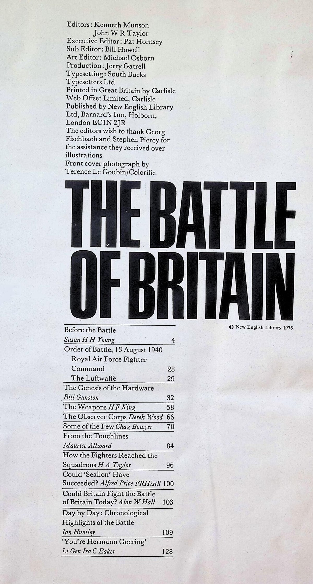 The Battle of Britain by Susan HH Young New English Library 1976 1st edition? Paperback