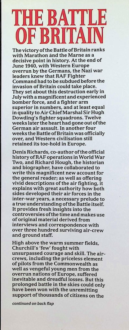 The Battle of Britain: The Jubilee History by R Hough & D Richards: NEW 1990 Hardback
