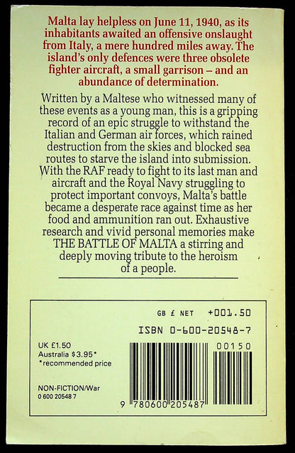 The Battle of Malta by Joseph Attard: NEW 1982 First Edition Paperback