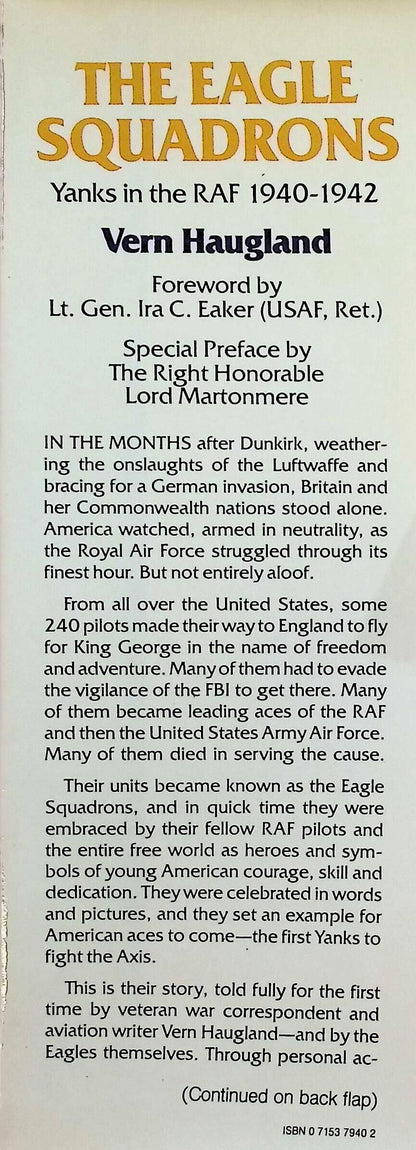 The Eagle Squadrons: Vern Haugland 1980 UK 1st edition hardback