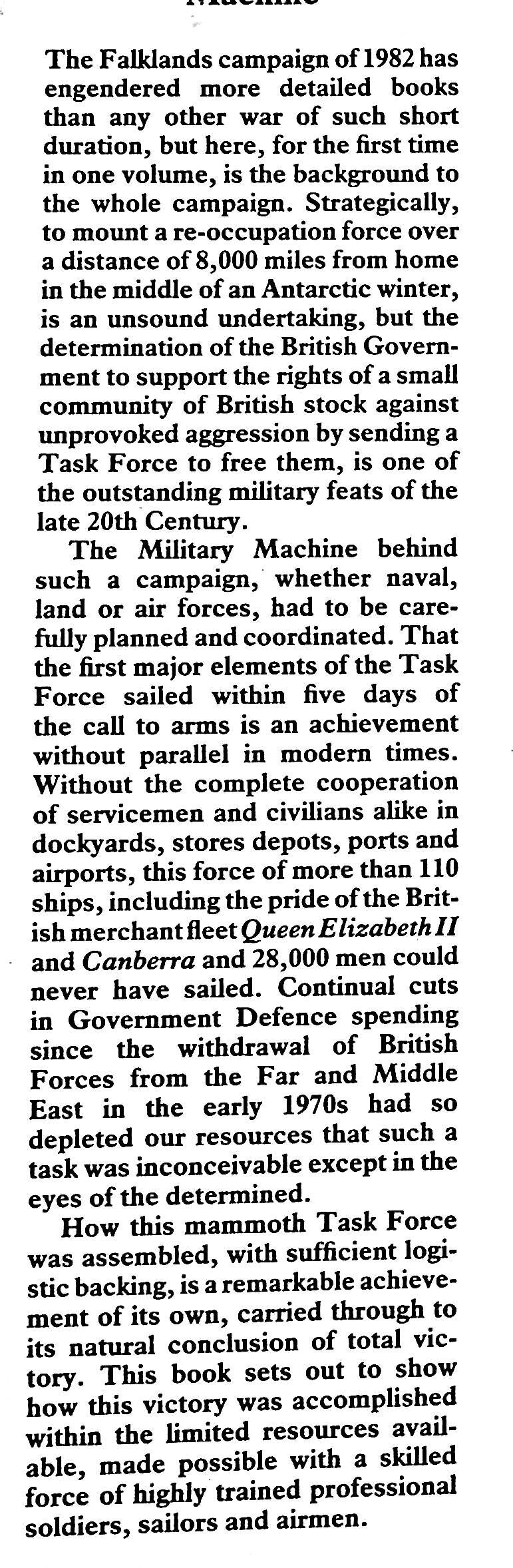 The Falklands Military Machine by Cpt.Derek Oakley MBE: NEW 19891st BCA Edition Large HB