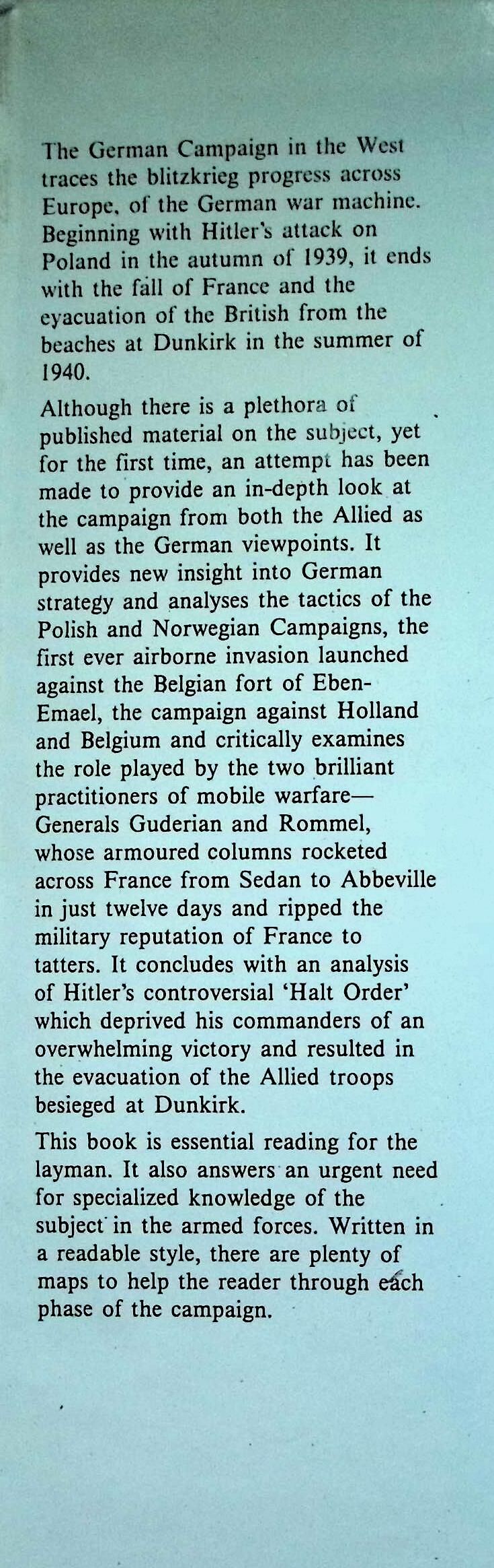 The German Campaign in The West 1939-40 by Basil Liddell Hart: NEW 1987 First Edition HB