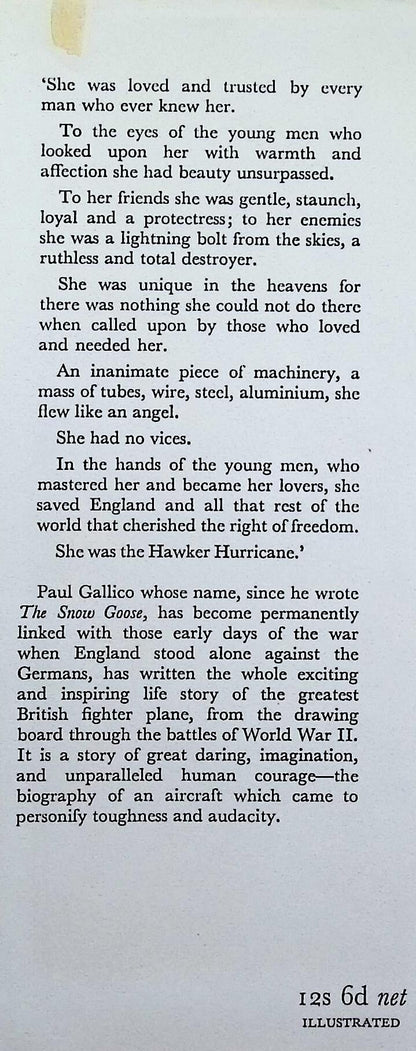 The Hurricane Story by Paul Gallico: 1959 First Edition Hardback