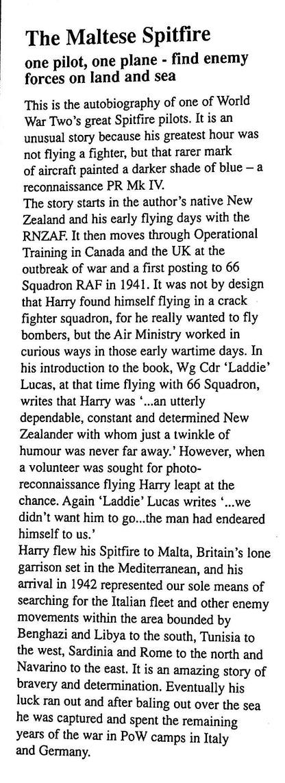The Maltese Spitfire by Sqn.Ldr. Harry Coldbeck DFC: NEW 1997 First Edition Hardback
