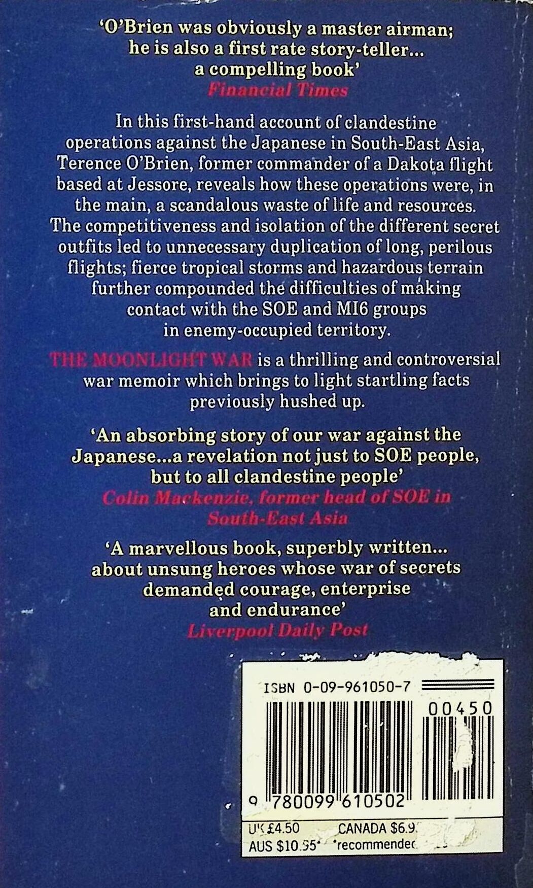 The Moonlight War by Terence O'Brien: 1989 Softcover Trade Paperback