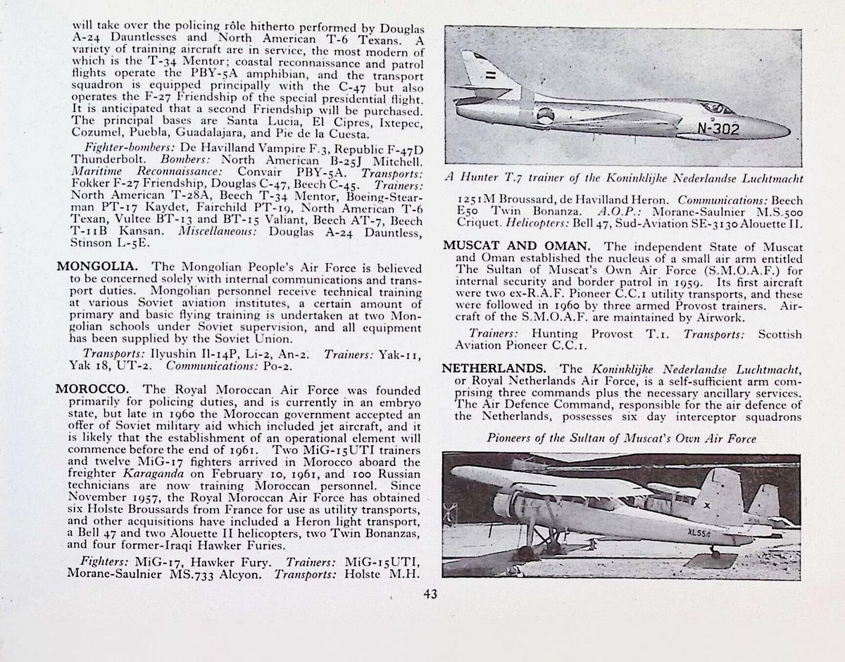 The Observer's World Aircraft Directory by William Green: 1961 First Edition Hardback