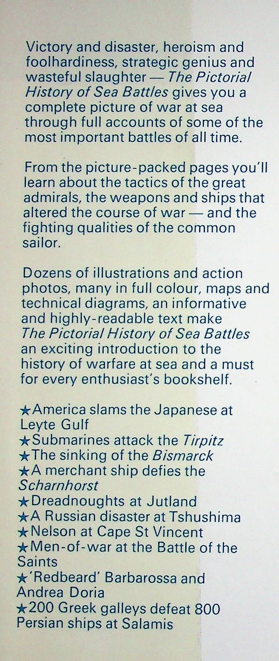 The Pictoral History of Sea Battles: Thomas Foster 1977 Hardback Very Good
