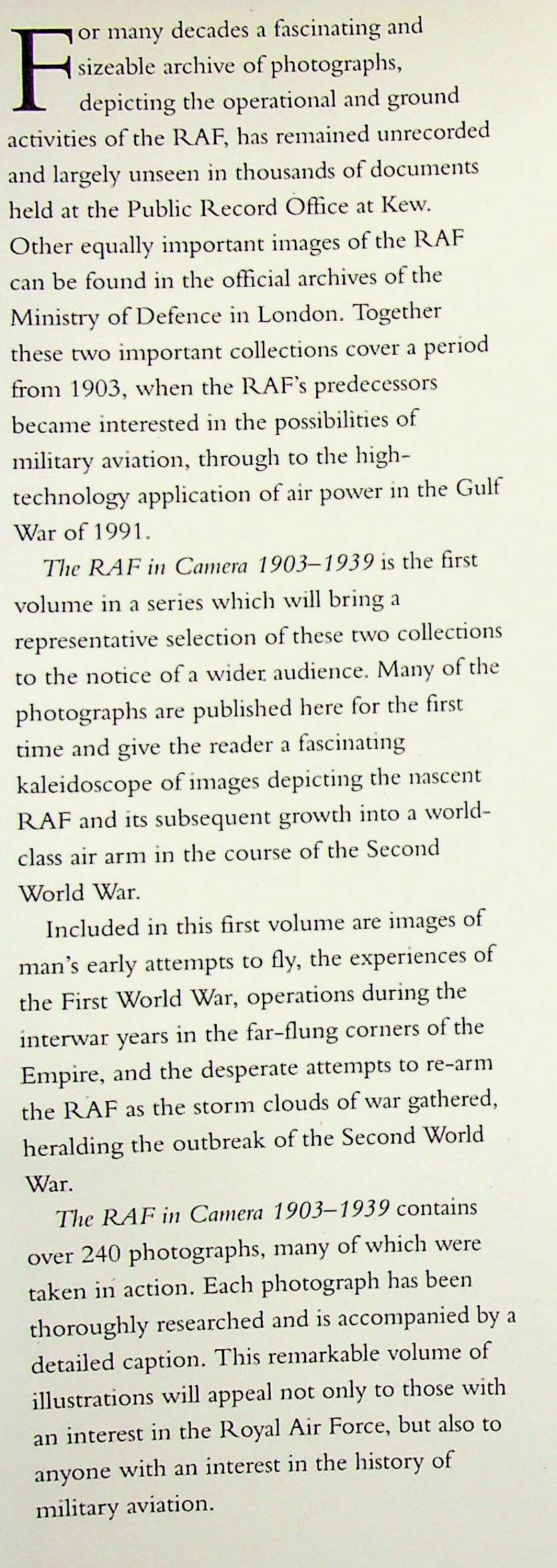 The RAF in Camera 1903-1939 by Roy Nesbit: 1997 Hardback