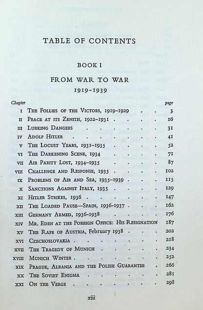 The Second World War Volumes I to V by Winston Churchill: 1948 Hardback Set